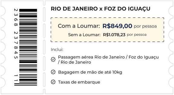 Ticket Rio de Janeiro x Foz do Iguaçu